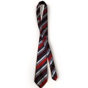 Kenneth Cole Reaction 100% Silk Men's Neck Tie Red Grey And Black 58 Inches